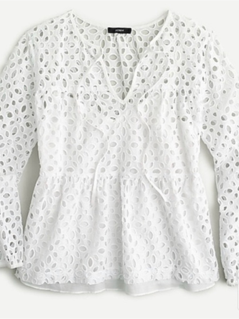 J. Crew Embroidered Eyelet Peplum Blouse XS